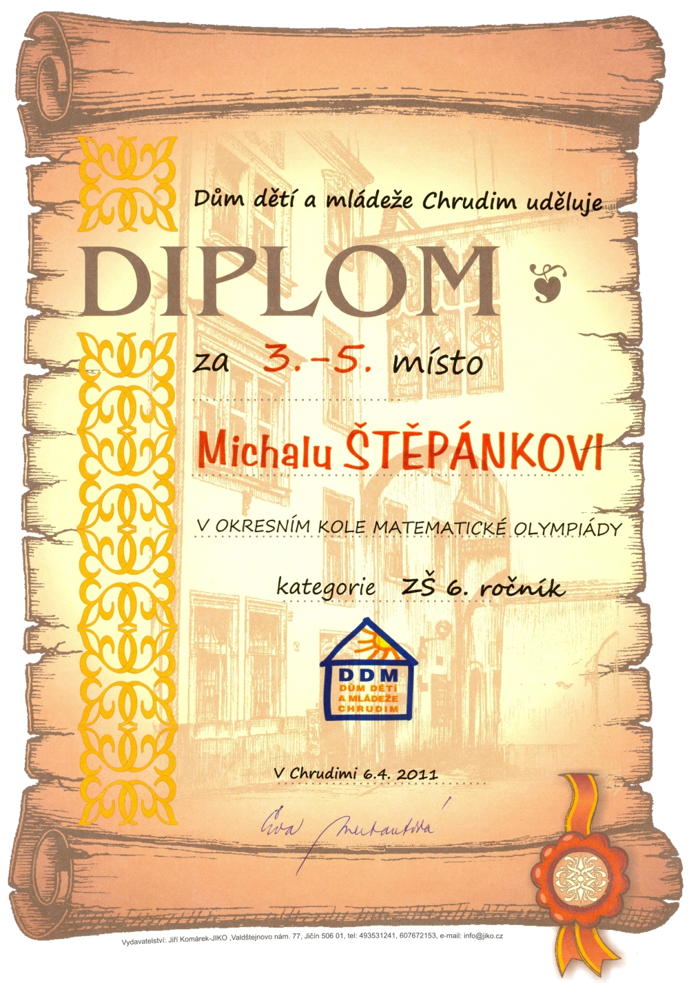 Matematická olympiáda Chrudim, 6. 4. 2011