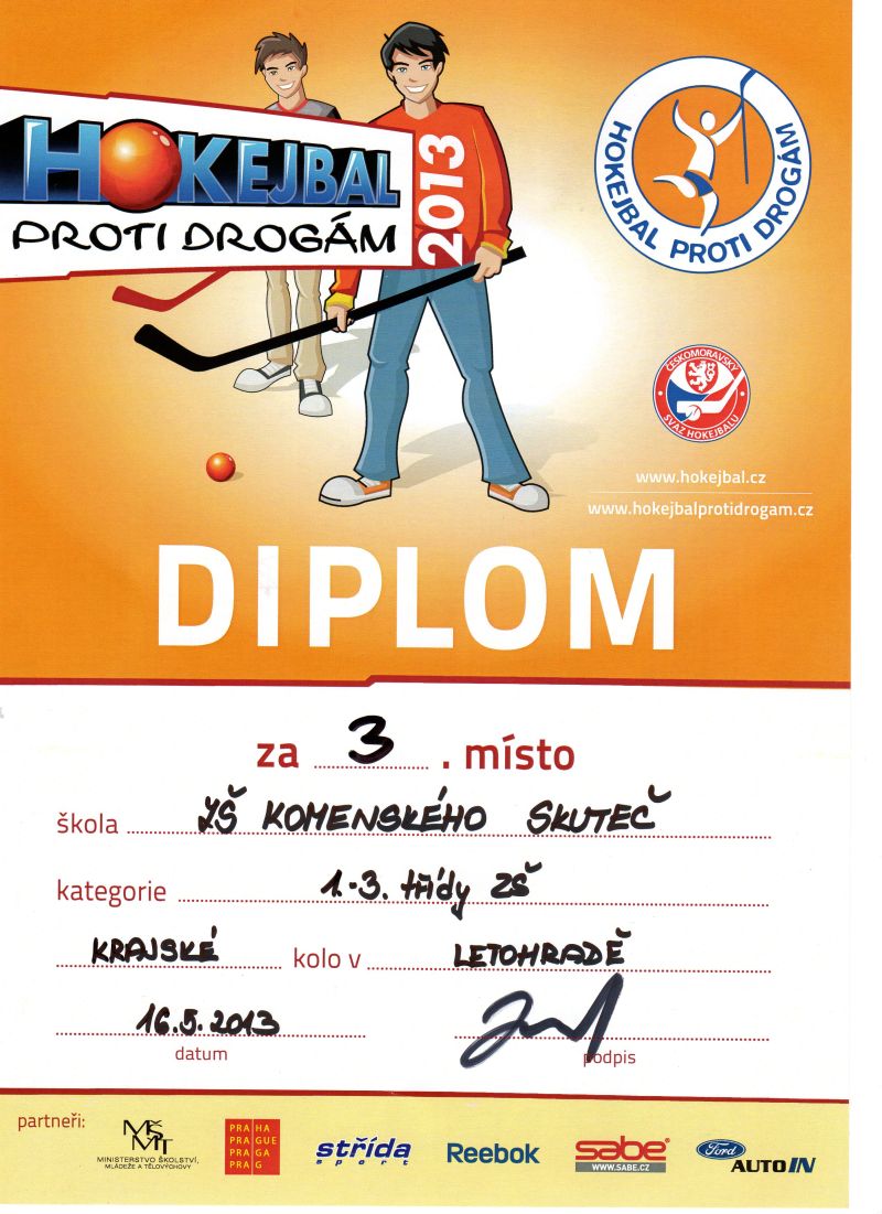 Finále Krajské olympiády mládeže v hokejbalu, 24. 5. 2013