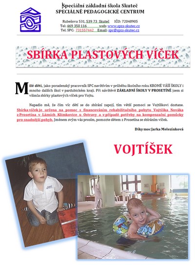 Sbíráme víčka na pomoc Vojtíškovi, 13. 11. 2013