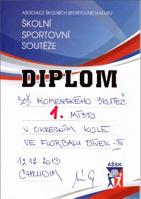 Zlaté holky ve finále Krajské olympiády mládeže, 15. 12. 2013