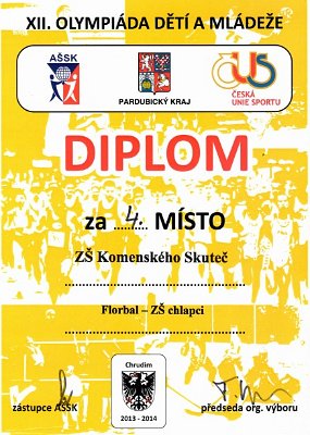 Finále Krajské olympiády mládeže ve florbalu 2014 – chlapci, 18. 1. 2014