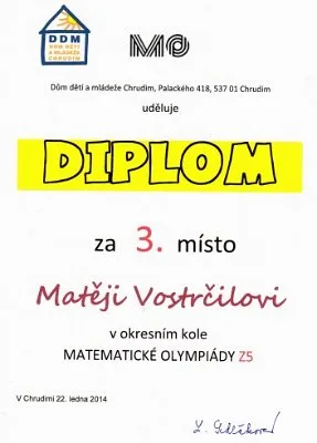 Okresní kolo matematické olympiády 5. tříd, 30. 1. 2014