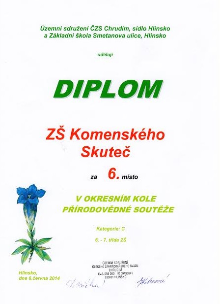 Přírodovědná soutěž Hlinsko 2014, 16. 6. 2014