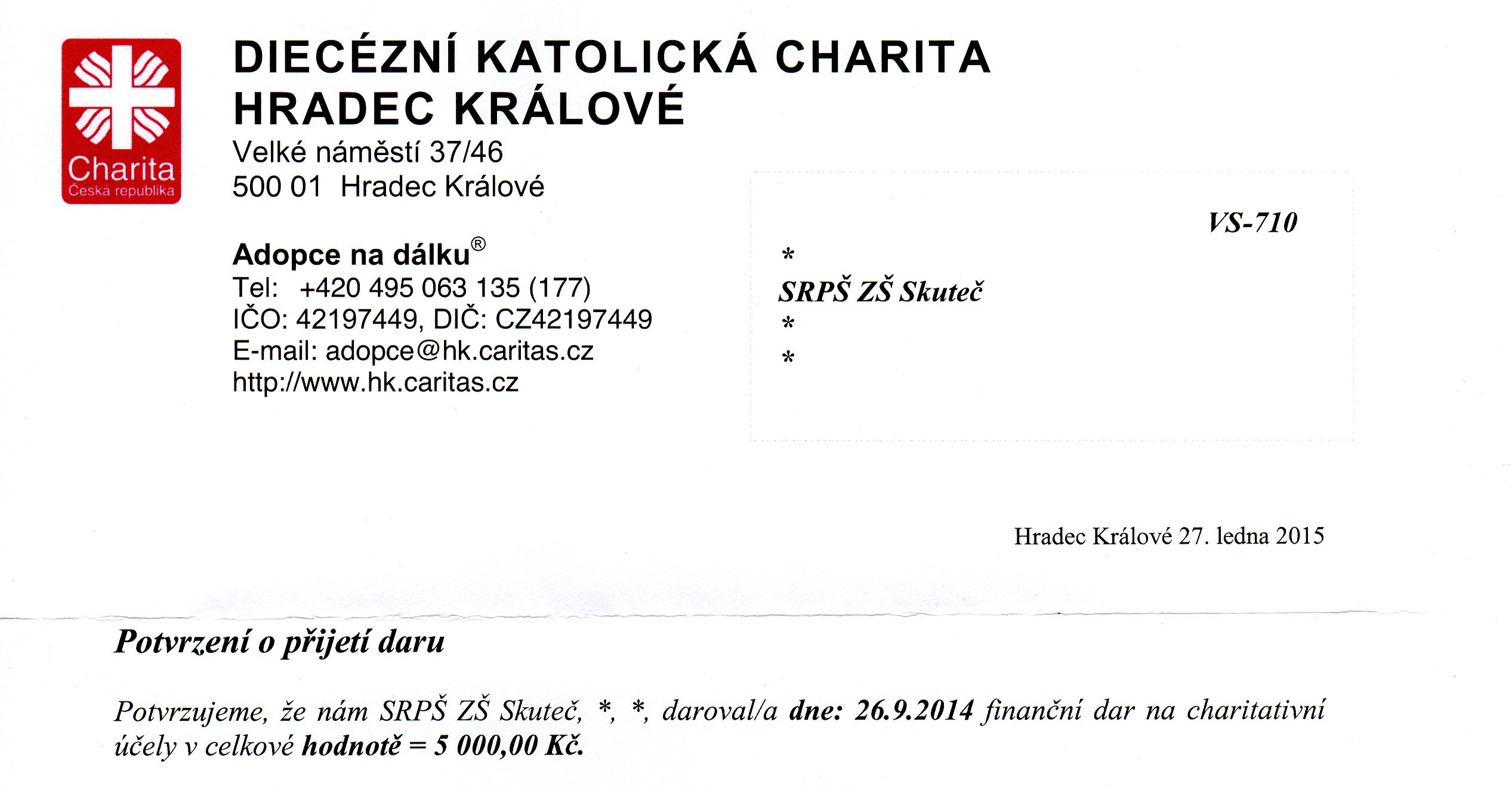 Adopce na dálku, 9. 3. 2015