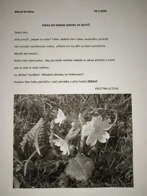 Vzkaz pro seniory v SeniorCentru ve Skutči, 23. 3. 2020