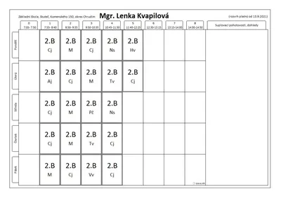 ROZVRHY UČITELÉ, 30. 8. 2021
