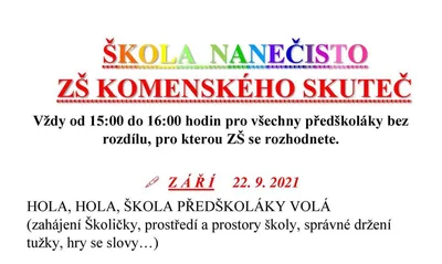 ŠKOLA NANEČISTO - září, 20. 9. 2021