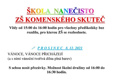 Středa 8. prosince, 6. 12. 2021