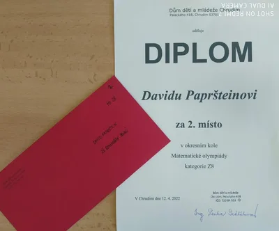 2. místo v okresním kole Matematické olympiády, 19. 4. 2022