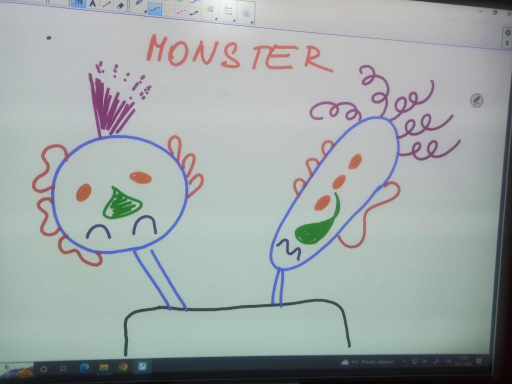 Hrátky s angličtinou - Monster - kresba dle diktátu a vlastní fantazie, 14. 11. 2022