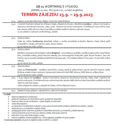 Poznávací zájezd do Velké Británie s výukou AJ - termín 23. - 29.9.2023, 13. 4. 2023