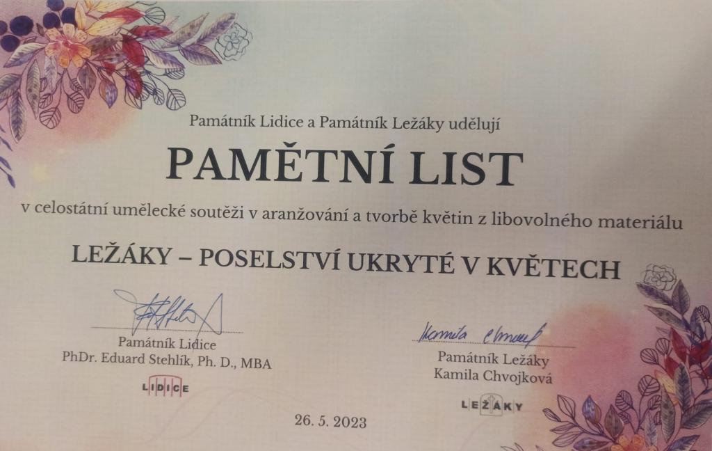 Kytice pro Ležáky - Babiččina kytice - 3. místo žáků 7. třídy, 5. 6. 2023