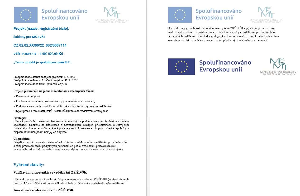 publicita projektu, 1. 8. 2023