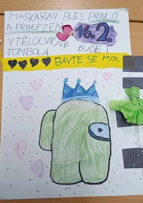 Výroba plakátu na maškarní ples, 5. 2. 2024