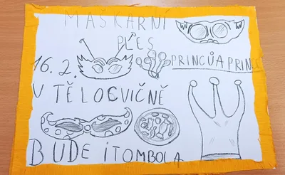 Výroba plakátu na maškarní ples, 5. 2. 2024