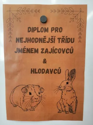 Obdrželi jsme pochvalný diplom za vzorné chování při projektu Máme rádi zvířata, děkujeme, 26. 3. 2024