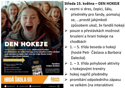 DEN HOKEJE - STŘEDA 15. KVĚTNA, 16. 5. 2024