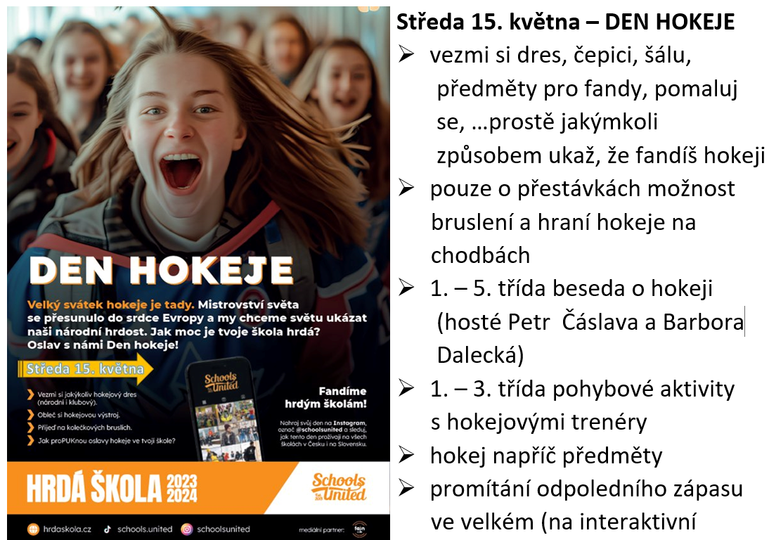 DEN HOKEJE - STŘEDA 15. KVĚTNA, 16. 5. 2024